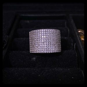 new 925 sterling silver ring with 12 row crystals